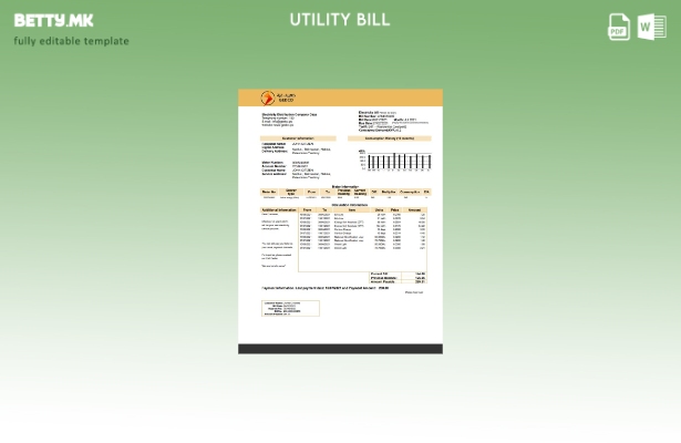 Модерен стил шаблон за комунални сметки на Палестинската компанија за дистрибуци